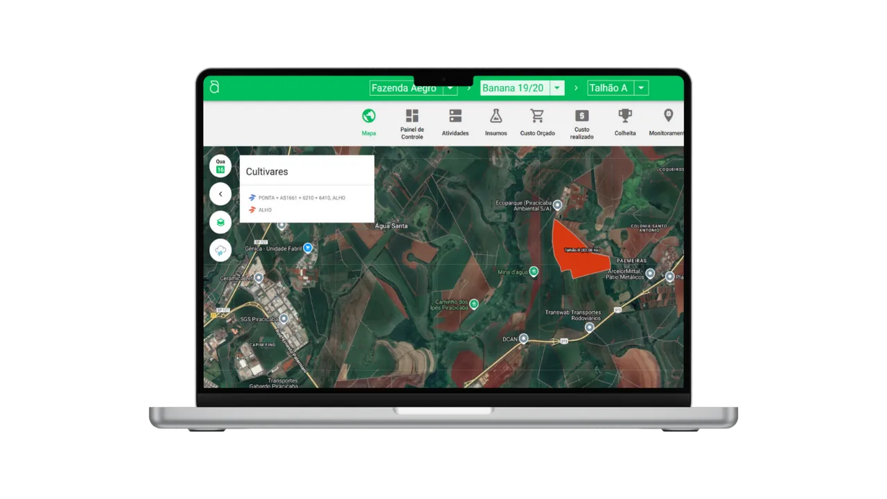 Técnico anotando tarefa de campo no aplicativo Aegro.