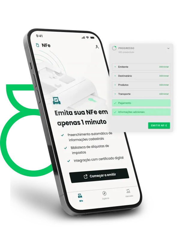 Tela de emissão de NFP-e no aplicativo Aegro Negócios
