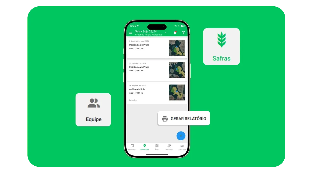 Produtor usando o app Aegro no campo para registrar atividades