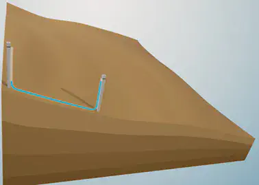 Esquema que demonstra como colocar a mangueira com água nos piquetes de madeira