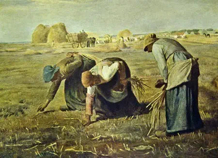 reprodução da famosa pintura a óleo 'As Respigadoras' (Les Glaneuses), do artista francês Jean-François Millet