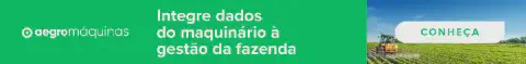 Este é um banner publicitário para a funcionalidade 'Aegro Máquinas'. A imagem é dividida em duas seções. À esquerda, sobre uso de máquinas agrícolas; à direita, uma interface do software Aegro com dados de operações e custos.