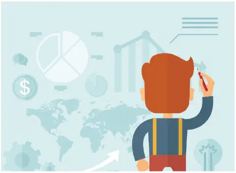  uma pessoa vista de costas, interagindo com uma tela repleta de dados