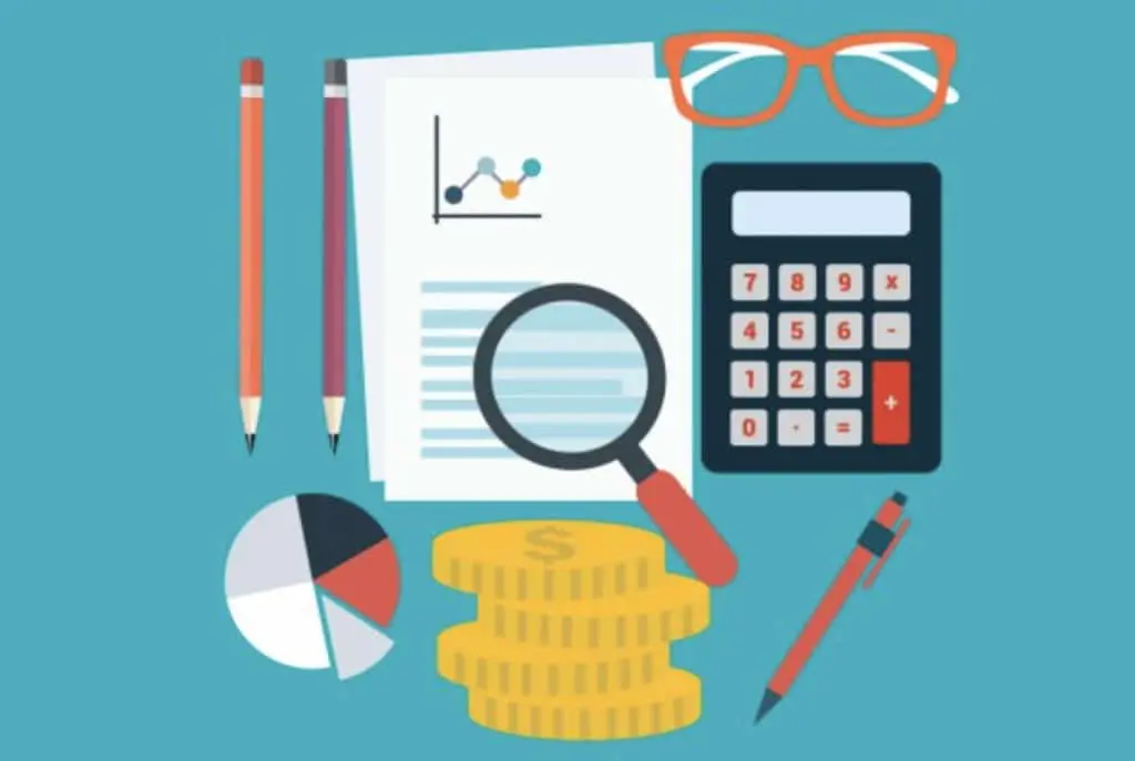 ilustração em estilo ‘flat design’ que representa o conceito de análise financeira e gestão de negócios. Sobre