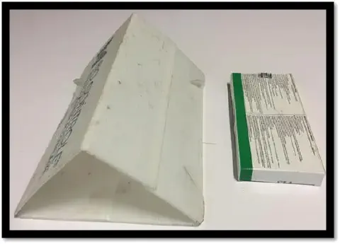 uma armadilha do tipo delta, um instrumento amplamente utilizado na agricultura para o monitoramento de pragas