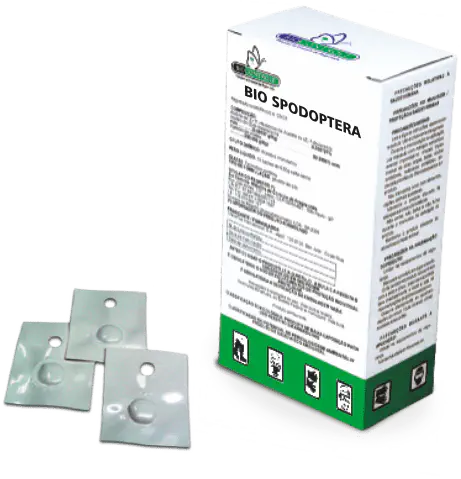 produto para controle de pragas agrícolas chamado 'BIO SPODOPTERA', da marca Biocontrole. Em destaque, há u