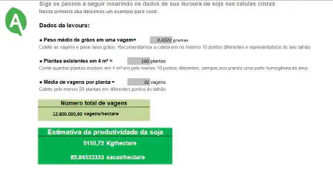 Ferramenta de cálculo e estimativa de produtividade da soja por hectare com análise de componentes de rendimento