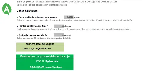 Ferramenta de cálculo e estimativa de produtividade da soja por hectare com análise de componentes de rendimento