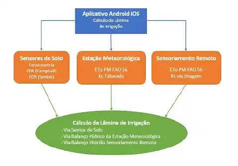 fluxograma que detalha o processo de cálculo da lâmina de irrigação por meio de um aplicativo para Andr