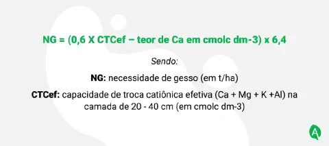 fórmula para o cálculo da Necessidade de Gesso (NG) no solo, uma prática agríc