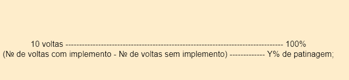 Fórmula para calcular porcentagem de patinagem em tratores agrícolas