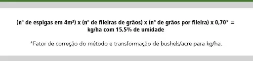 uma fórmula matemática utilizada na agricultura para estimar a produtividade de uma lavoura de grãos, como o m