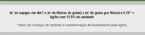 uma fórmula matemática utilizada na agricultura para estimar a produtividade de uma lavoura de grãos, como o m