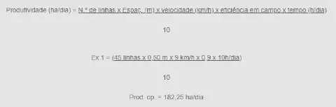 uma fórmula matemática e um exemplo prático para o cálculo da produtividade operacional de máquinas agrícolas,
