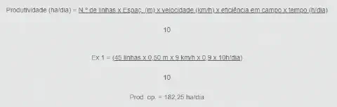 uma fórmula matemática e um exemplo prático para o cálculo da produtividade operacional de máquinas agrícolas,