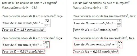 guia visual didático sobre como realizar a conversão de unidades para teores de nutrientes encontrados