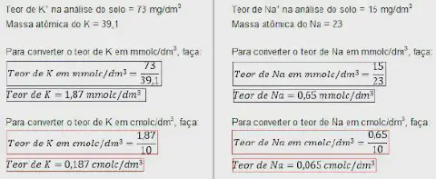 guia visual didático sobre como realizar a conversão de unidades para teores de nutrientes encontrados