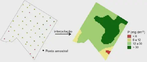 processo de criação de um mapa de fertilidade do solo, uma técnica fundamental na agricultura de precisão.