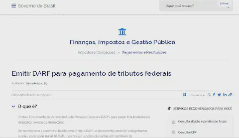 captura de tela do site oficial do Governo do Brasil (gov.br), apresentando a página de serviço para 'Emitir D