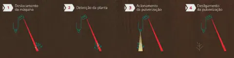 infográfico didático que detalha o funcionamento da tecnologia de pulverização localizada (spot spraying) em qu