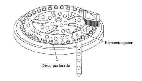 desenho técnico e esquemático de um disco dosador de sementes, um componente crucial de plantadeiras utiliz
