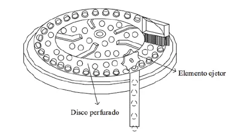 desenho técnico e esquemático de um disco dosador de sementes, um componente crucial de plantadeiras utiliz