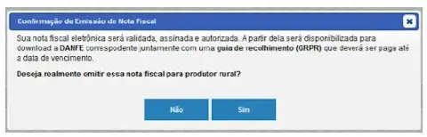 uma caixa de diálogo de confirmação dentro de uma interface de software, intitulada 'Confirmação de Emissão de