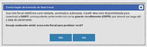 uma caixa de diálogo de confirmação dentro de uma interface de software, intitulada 'Confirmação de Emissão de