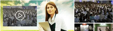 montagem que retrata um evento de grande porte no setor do agronegócio, com foco na participação feminina e na