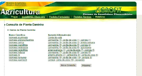 uma captura de tela do sistema AGROFIT, a plataforma oficial de agrotóxicos e fitossanitários do Ministério da