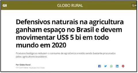 captura de tela de uma matéria jornalística do portal Globo Rural, veiculada no G1. A manchete em destaque inf