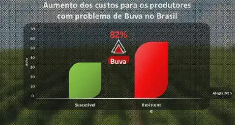 gráfico de barras que compara o aumento dos custos de produção agrícola em dólares por hectare (US$/ha)