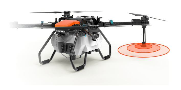 drone agrícola de última geração, projetado especificamente para operações de pulverização. O equipamento p