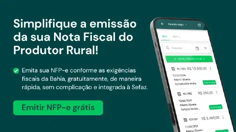 material promocional do software Aegro, focado na funcionalidade de emissão de Nota Fiscal do Produtor Rural el