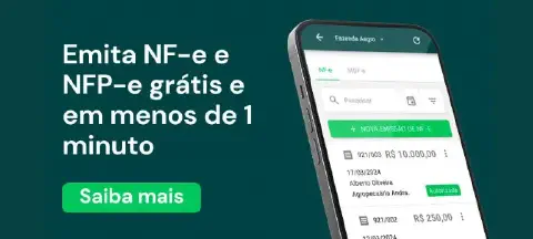 material promocional do software Aegro, destacando a funcionalidade de emissão de notas fiscais eletrônicas.