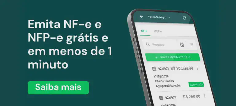 Emita NF-e e NFP-e Grátis e Rápido pelo Celular | Aegro material promocional do software Aegro, destacando a funcionalidade de emissão de notas fiscais eletrônicas.