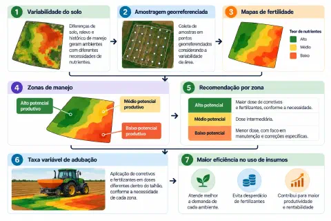 Figura 1. Etapas para o manejo da fertilidade do solo em grandes propriedades.