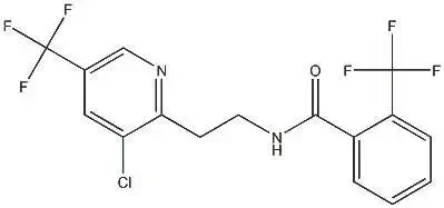 a estrutura química molecular do Fluopyram, um ingrediente ativo amplamente utilizado na agricultura moderna.