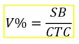 a fórmula matemática para o cálculo da Saturação por Bases, conhecida como V%. Esta é uma métrica fundamental