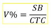 a fórmula matemática para o cálculo da Saturação por Bases, conhecida como V%. Esta é uma métrica fundamental