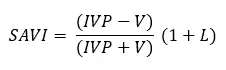 a fórmula matemática do Índice de Vegetação Ajustado ao Solo, conhecido como SAVI (Soil-Adjusted Vegetation In