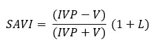 a fórmula matemática do Índice de Vegetação Ajustado ao Solo, conhecido como SAVI (Soil-Adjusted Vegetation In