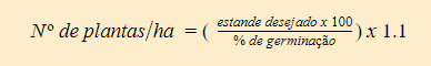 uma fórmula matemática fundamental para o planejamento agrícola, utilizada para calcular o número de plantas p
