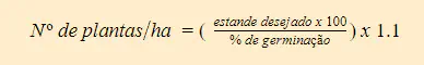 uma fórmula matemática fundamental para o planejamento agrícola, utilizada para calcular o número de plantas p
