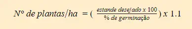 uma fórmula matemática fundamental para o planejamento agrícola, utilizada para calcular o número de plantas p