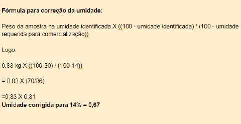 'Fórmula para correção da umidade', um cálculo essencial na agricultura, espec