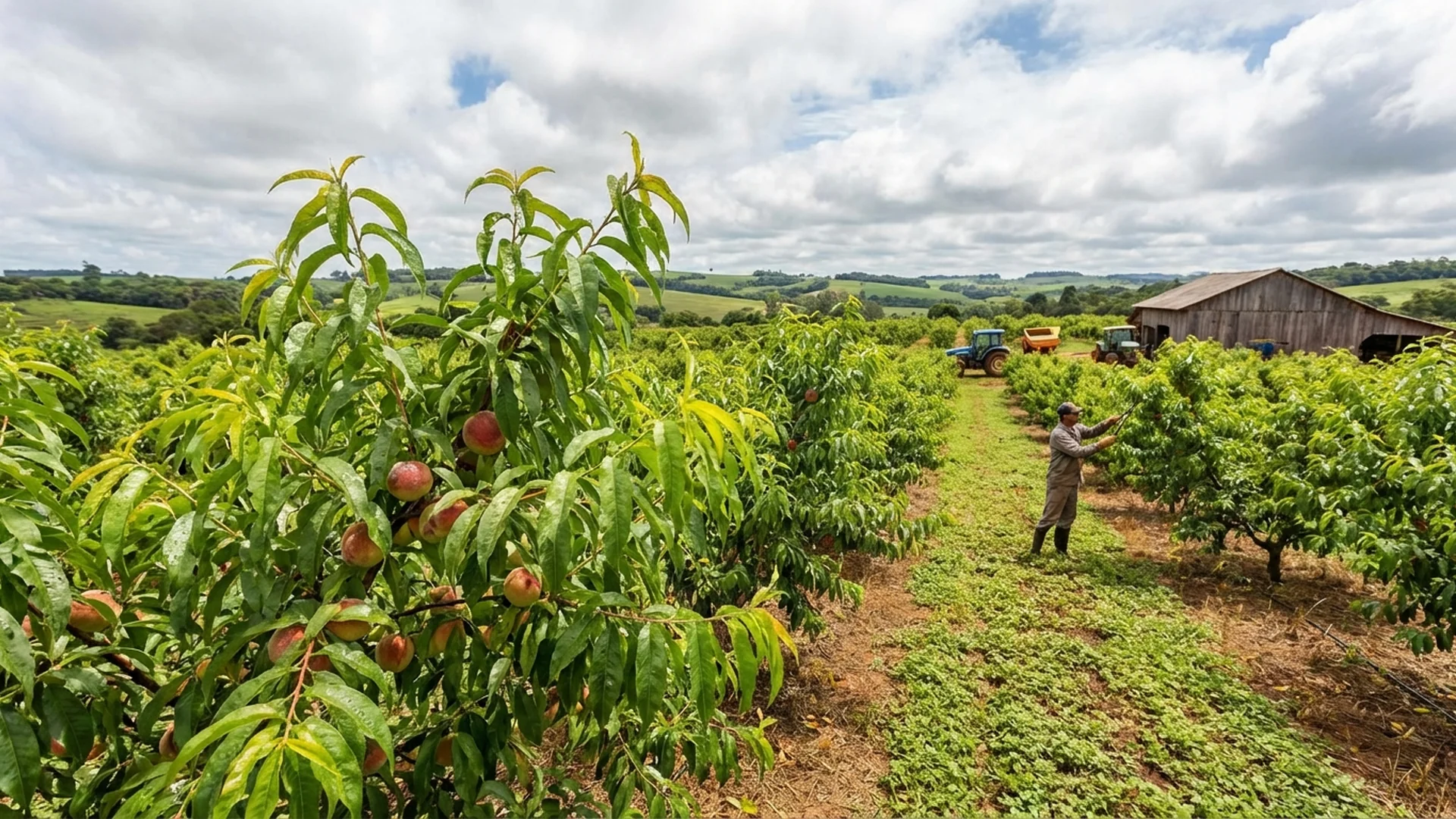 Imagem de destaque do artigo: Clima no Pêssego e Ameixa: Como Otimizar a Produção [2025]