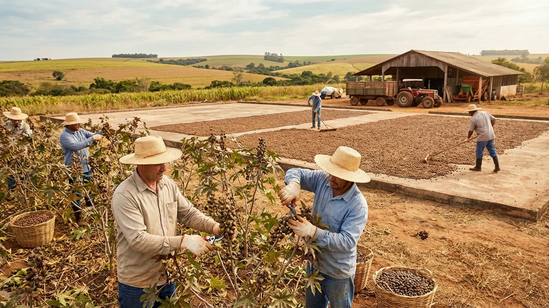 Imagem de destaque do artigo: Colheita da Mamona: Guia Prático do Ponto Ideal [2025]