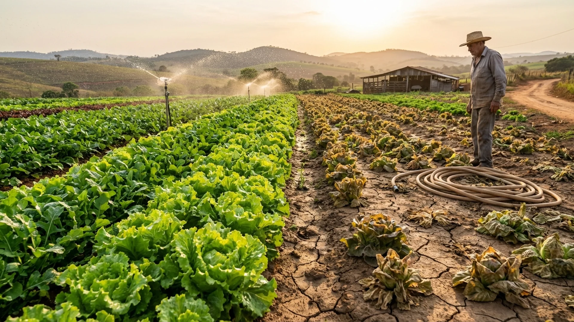 Imagem de destaque do artigo: Irrigação de Hortaliças: 4 Sistemas e Guia de Manejo [2025]