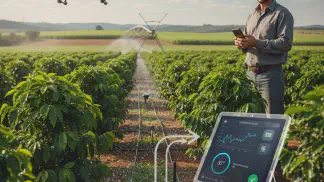 Miniatura do artigo de Agricultura de Precisão: Irrigação Inteligente: O Guia Completo para Produzir Mais com Menos Água